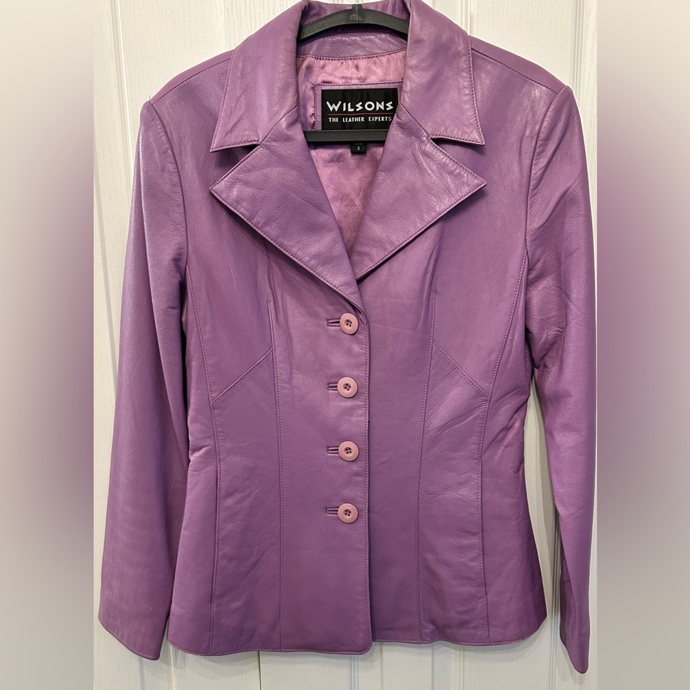 Vintage Pelle Studio Lilac Leather Blazer Womens S | Lambskin by Wilsons The Lea